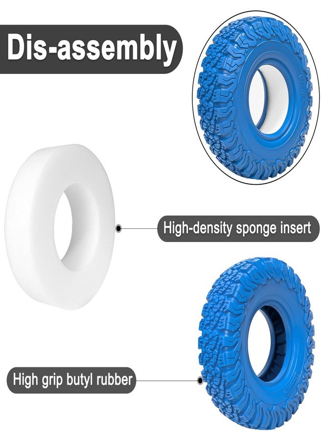 LRFHL 2.2 Crawler Tires Soft Rubber 2.2 Beadlock Wheels RC Colored Tires High Grip Compatible with 1/10 Axial SCX10 D90 Traxxas TRX4 RC Rock Crawler (4PCS, Blue) - Image 5
